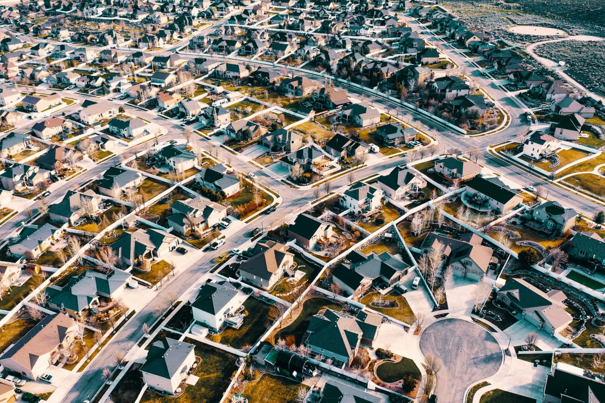Residential properties aerial view